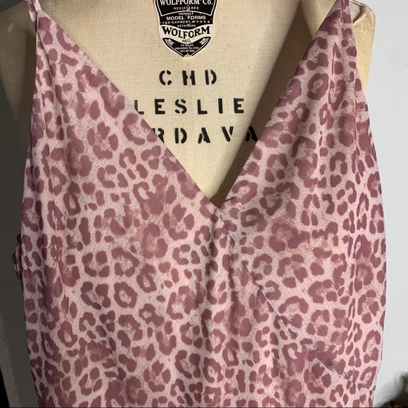7 for All Mankind SEAMED CHIFFON SLIP DRESS IN ROSE LEOPARD - Picture 8 of 8